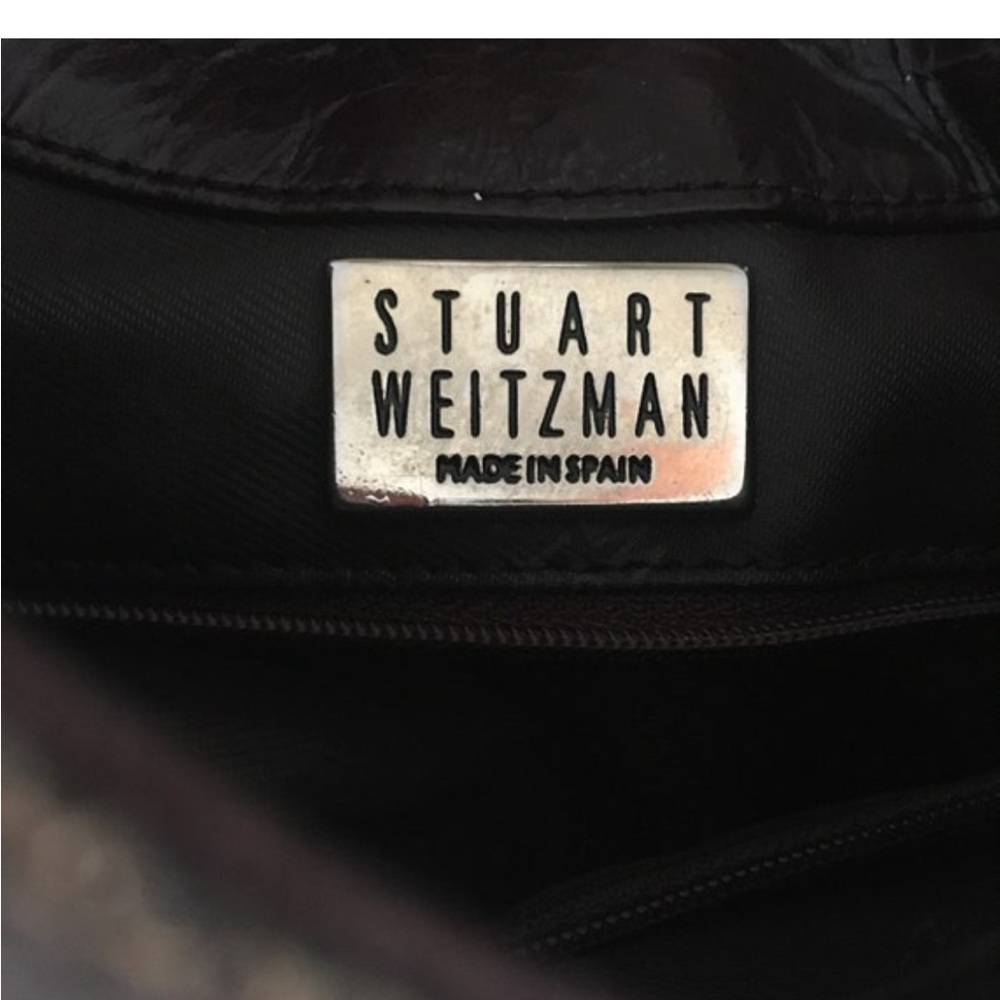 Stuart Weitzman 90’s leather and canvas with metal clasp and strap details purse - Picture 3 of 8